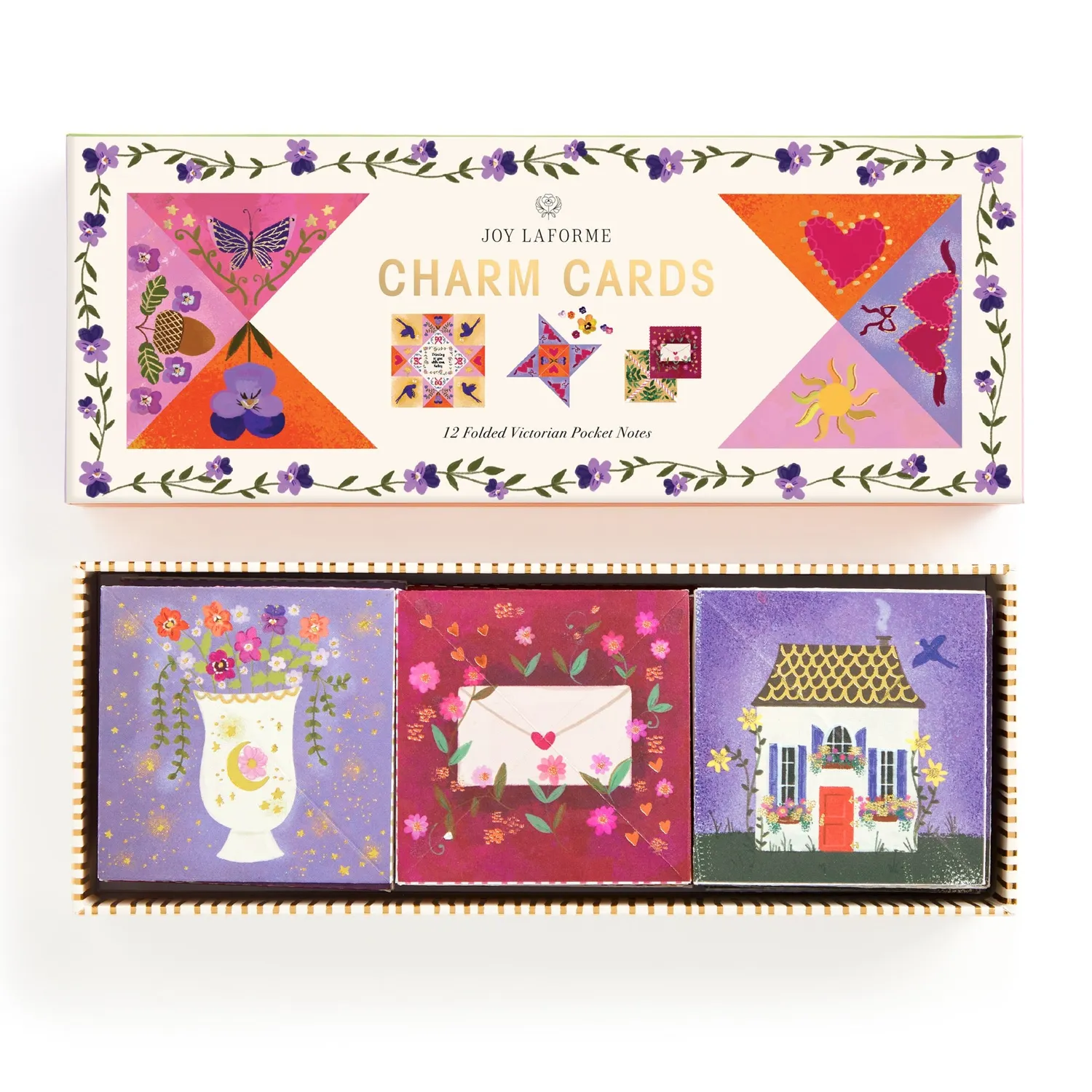 Galison Joy Laforme Charm minikort 12 stk pansy