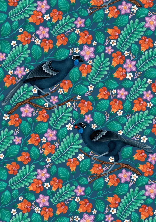 Pomegranate Catherine Marion Kōkako fødselsdagskort enkelt