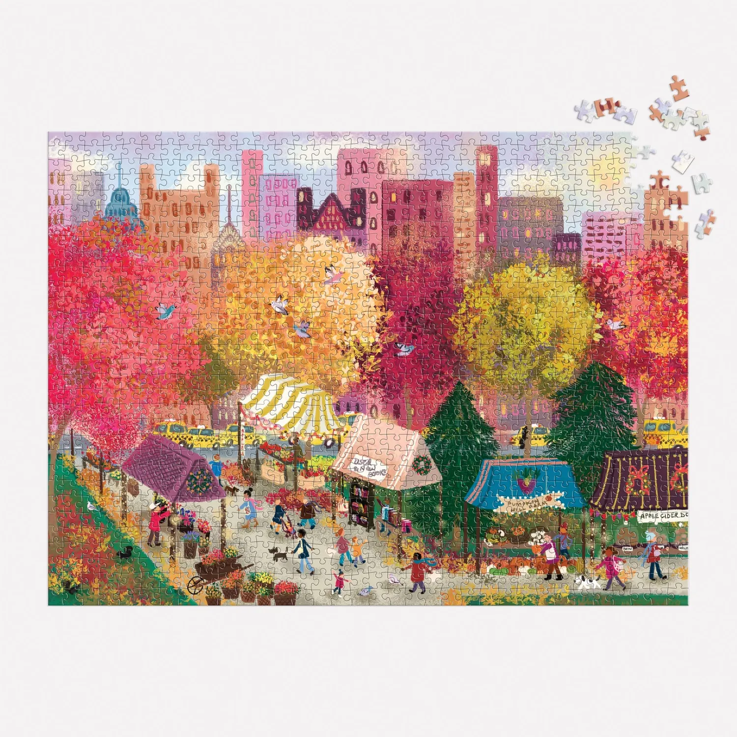 Good Puzzle Co. Joy Laforme Autumn City Market puslespil 1000 efterår