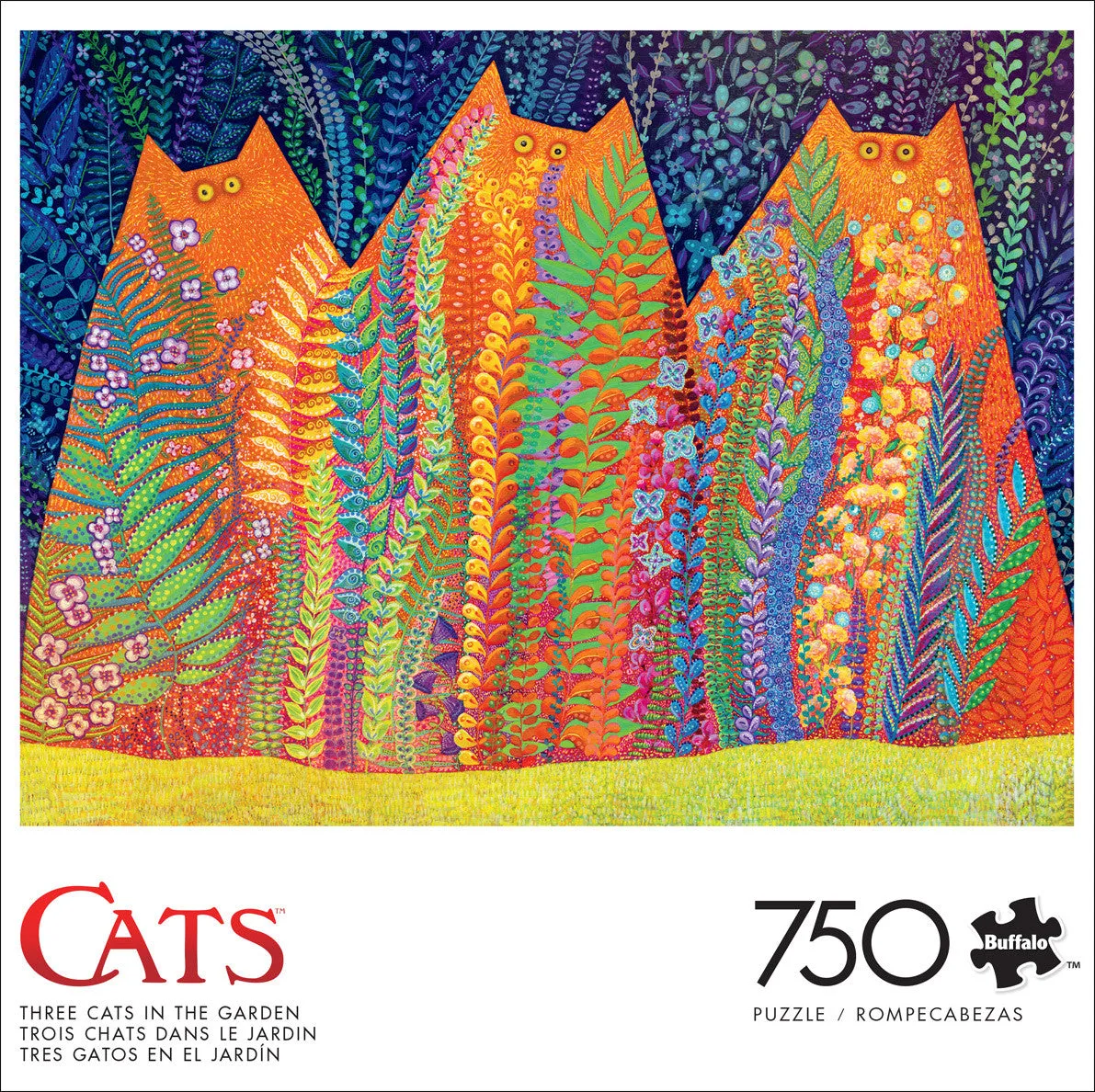 Buffalo Games Cats Three Cats in the Garden puslespil 750 brikker