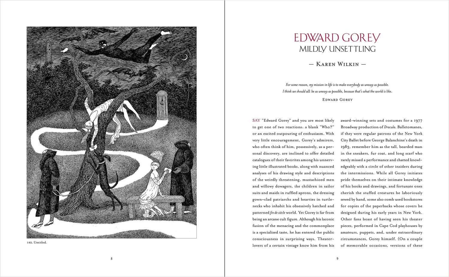 Pomegranate Edward Gorey kunstbog – Elegant Enigmas udstilling