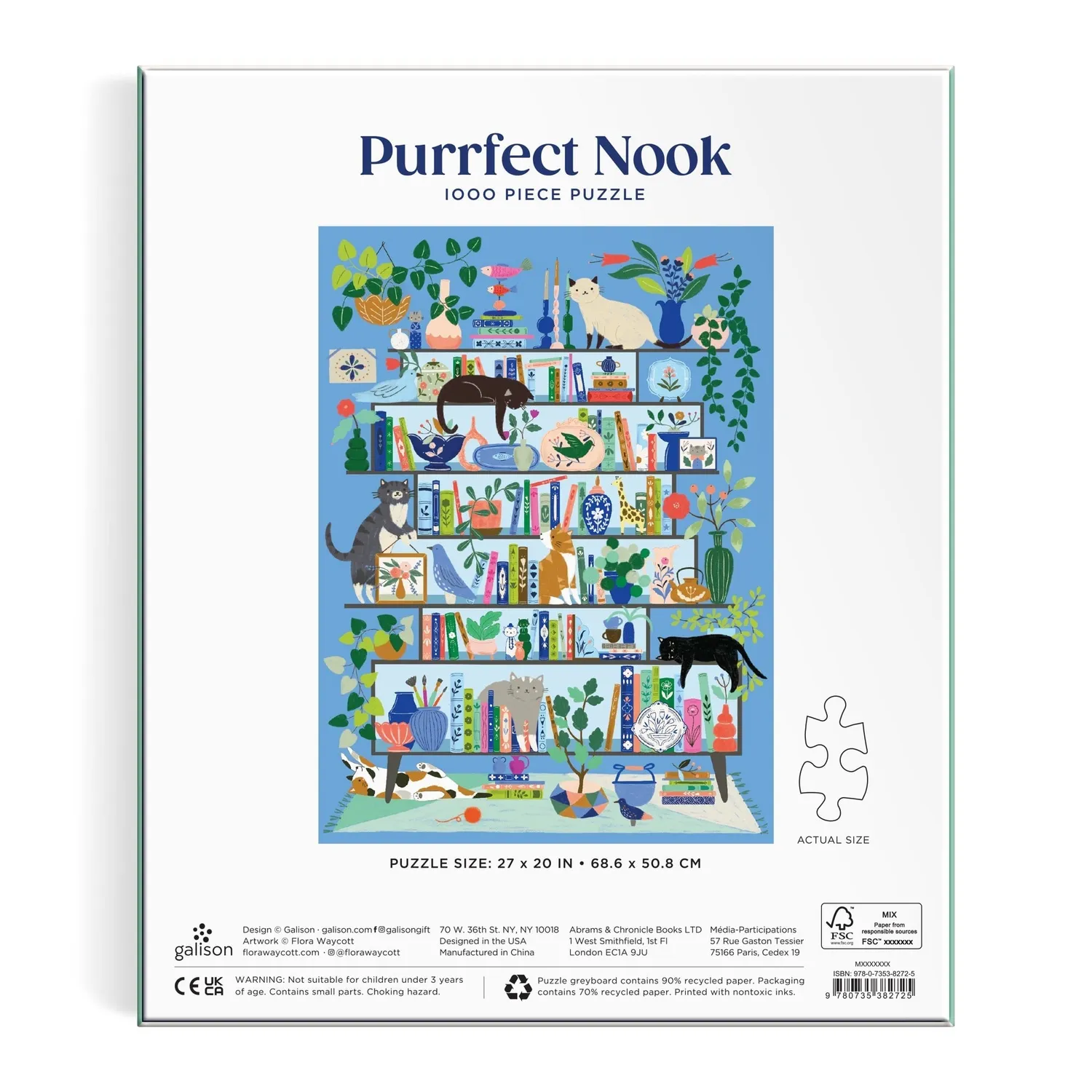 Good Puzzle Co. Purrfect Nook puslespil 1000 brikker kattehylde
