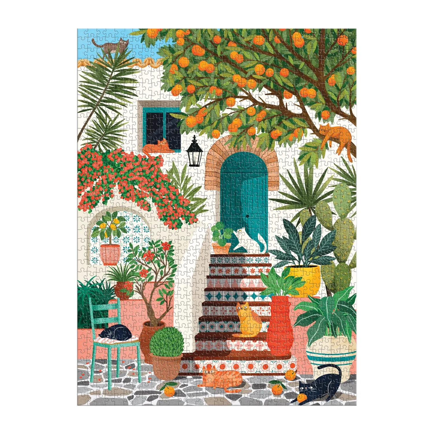 Galison Mediterranean Cats puslespil 1000 brikker kystmotiv