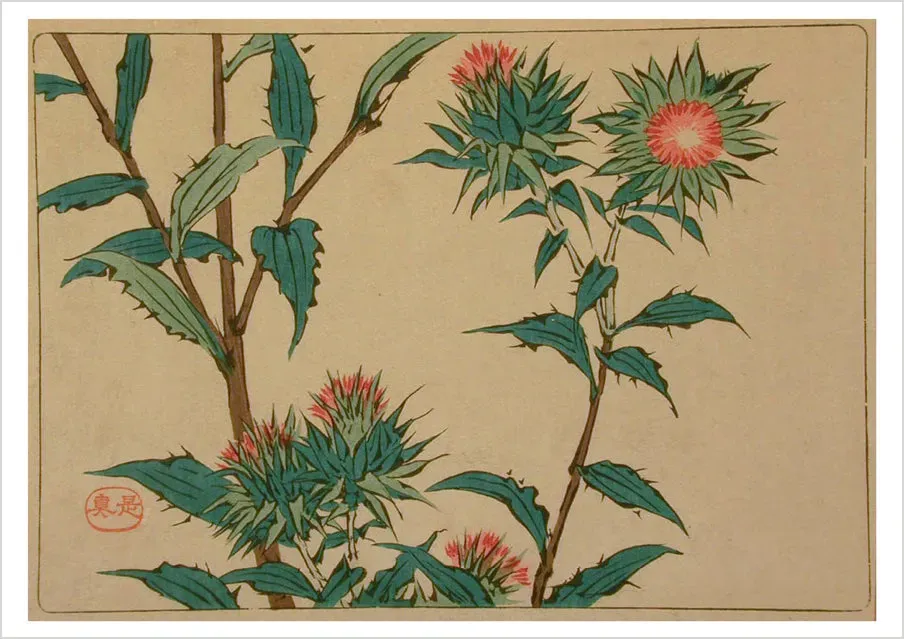 Pomegranate Shibata Zeshin Thistles kort japanske tidsler
