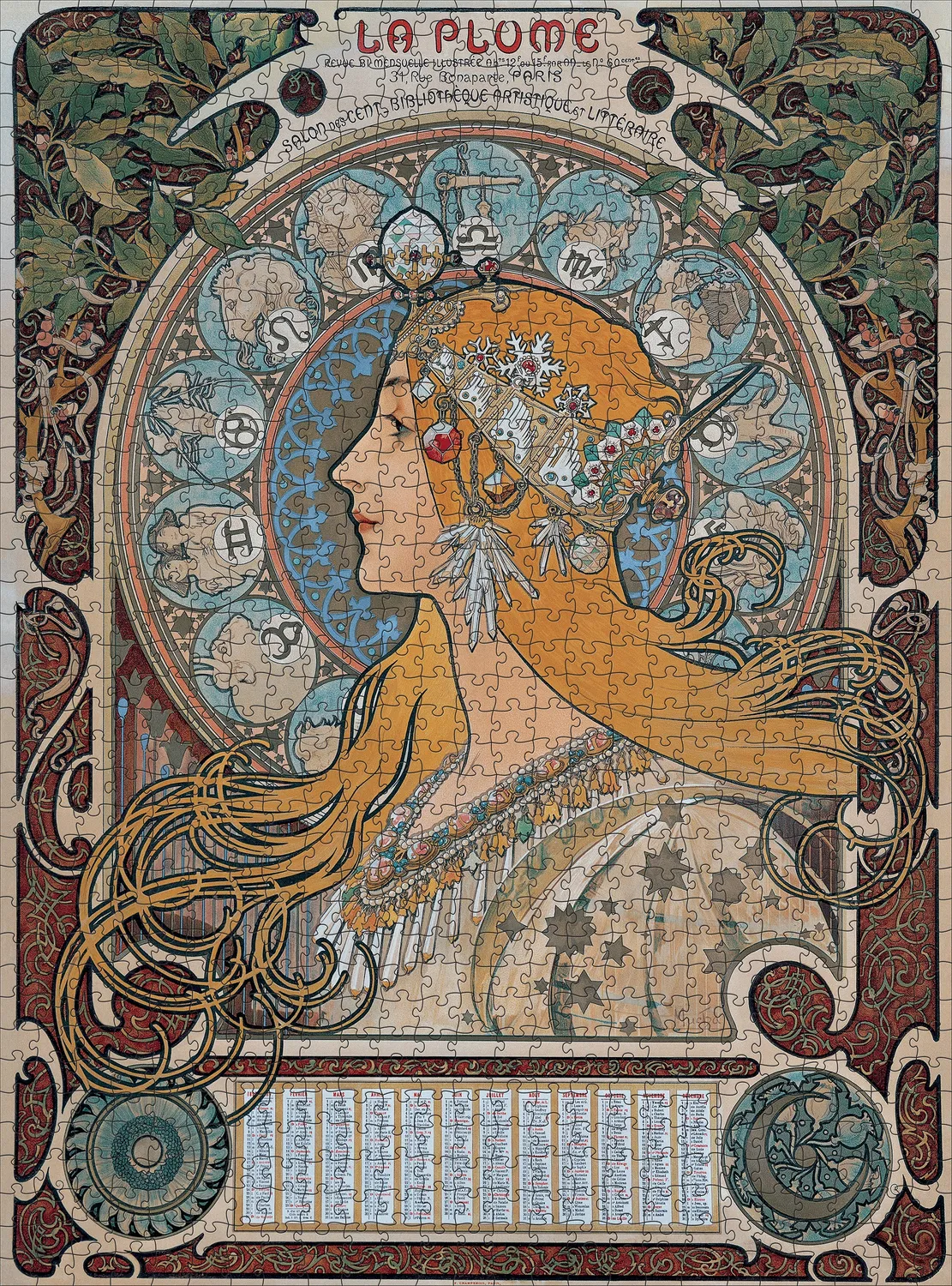 Pomegranate Mucha Zodiac puslespil 1000 brikker art nouveau