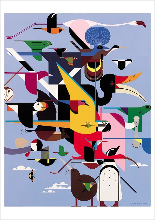 Pomegranate Charley Harper Wings of the World kort enkelt fugle