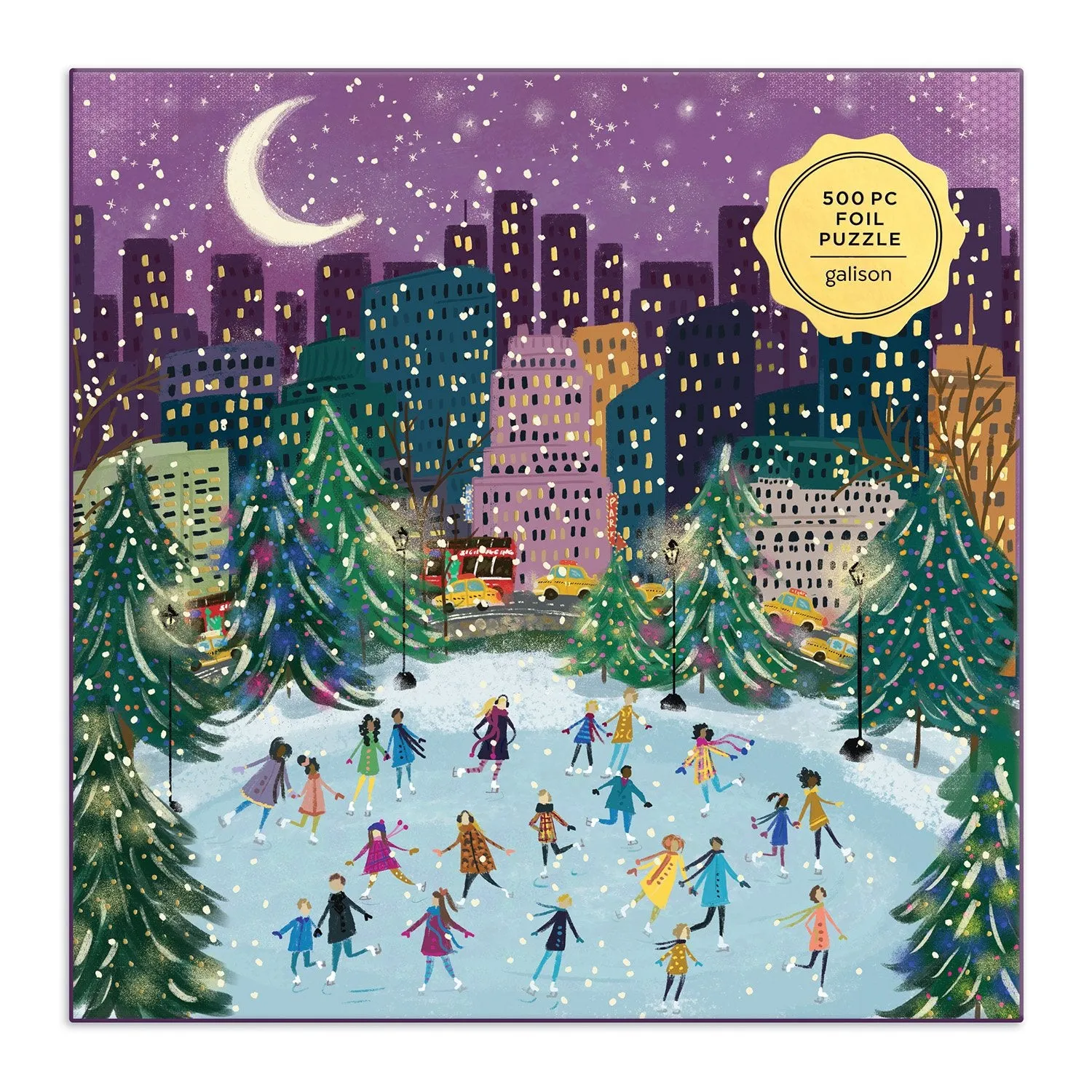 Good Puzzle Co. Merry Moonlight Skaters puslespil 500 brikker jul