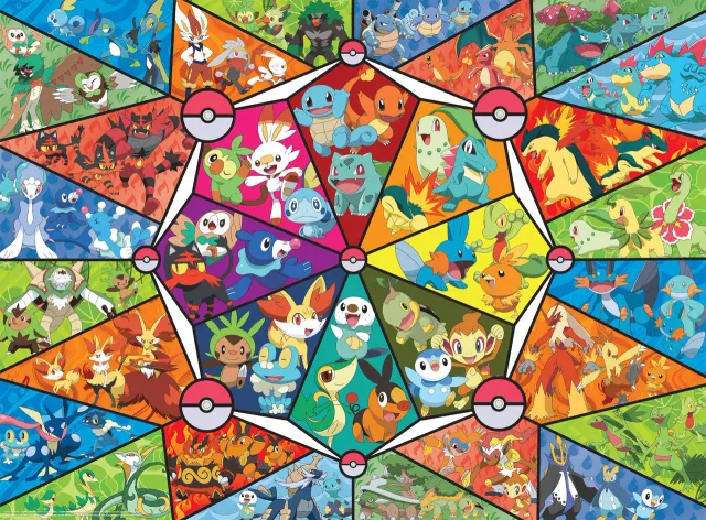 Buffalo Games Pokemon Stained Glass Starters puslespil 1000 brikker