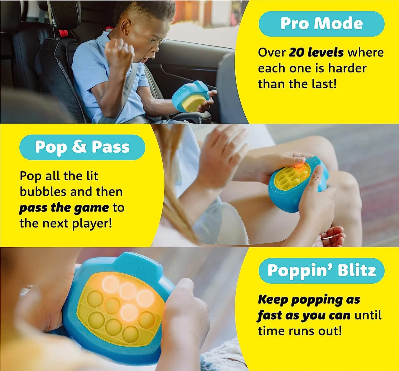 Buffalo Games Pop It! Pro Light Up fidgetspil med lys