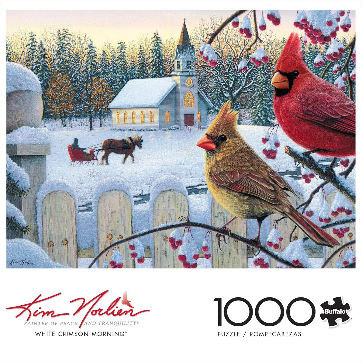 Buffalo Games Kim Norlien White Crimson Morning puslespil 1000 brikker