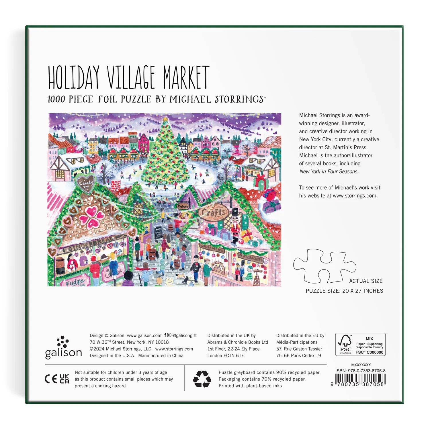 Good Puzzle Co. Holiday Village Market puslespil 1000 brikker folie jul