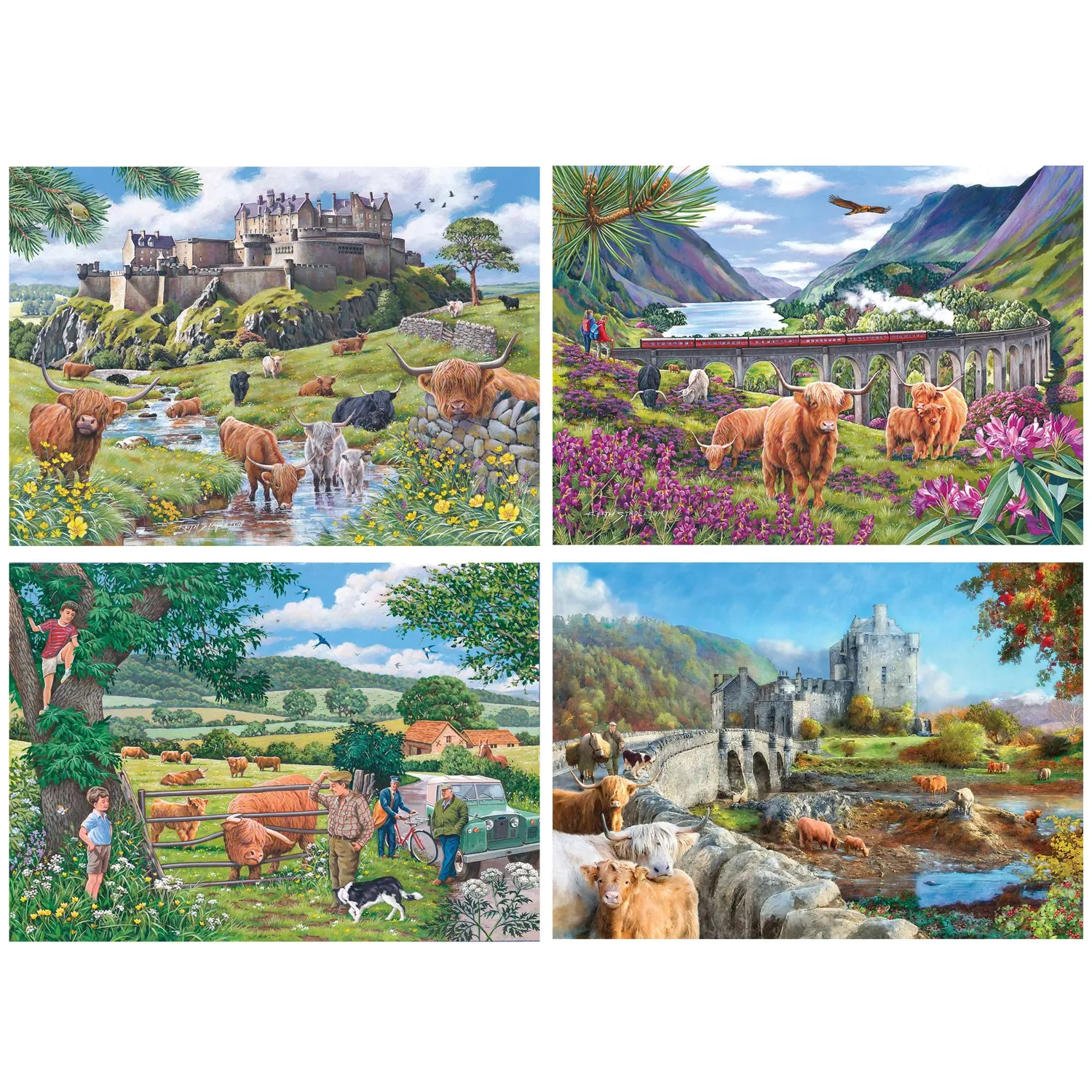 House of Puzzles Roaming Highlands 4x500 puslespil Skotland
