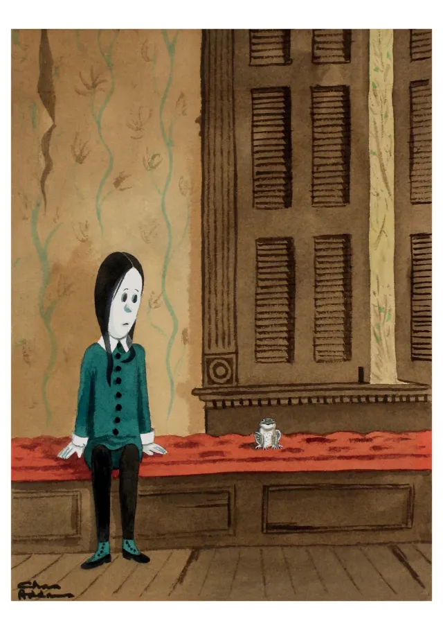 Pomegranate Charles Addams Wednesday brevkort