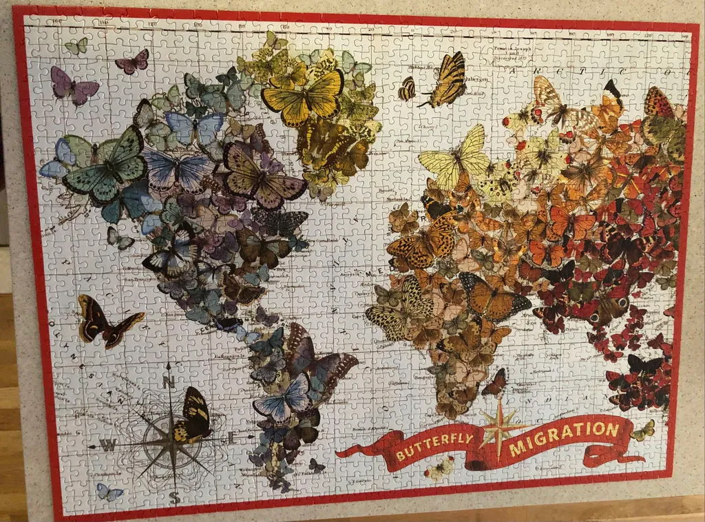 Galison Wendy Gold Butterfly Migration puslespil 1000 brikker kort