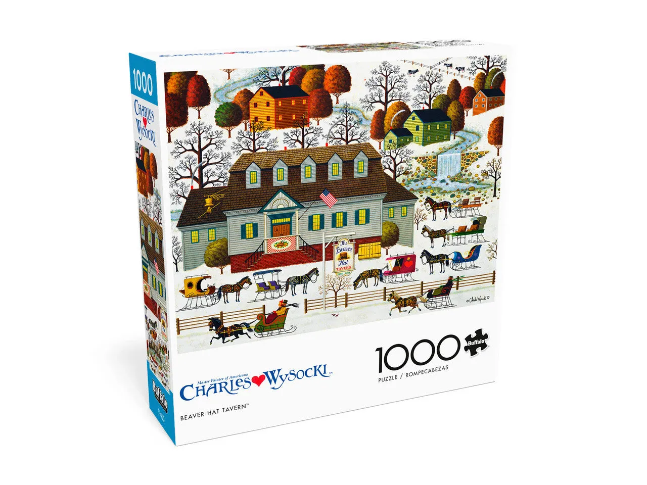 Buffalo Games Charles Wysocki Beaver Hat Tavern puslespil 1000 brikker nostalgisk