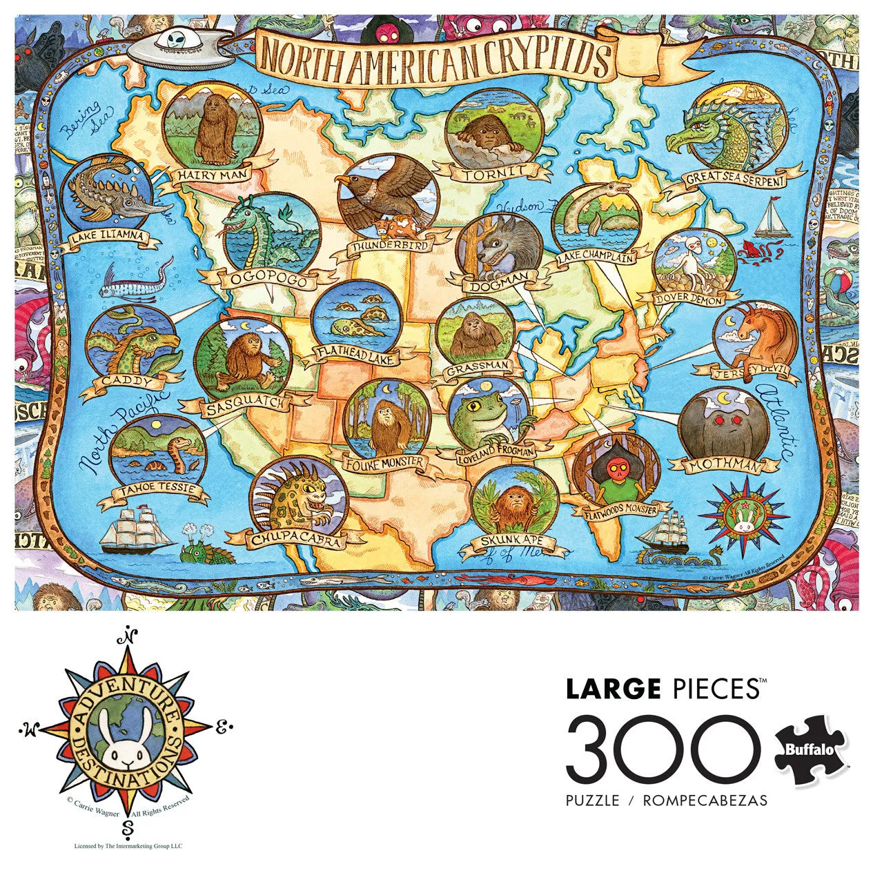 Buffalo Games Cryptids of North America puslespil 300 store brikker