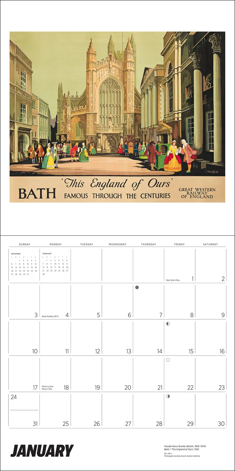Pomegranate England by Rail vintage vægkalender 2027