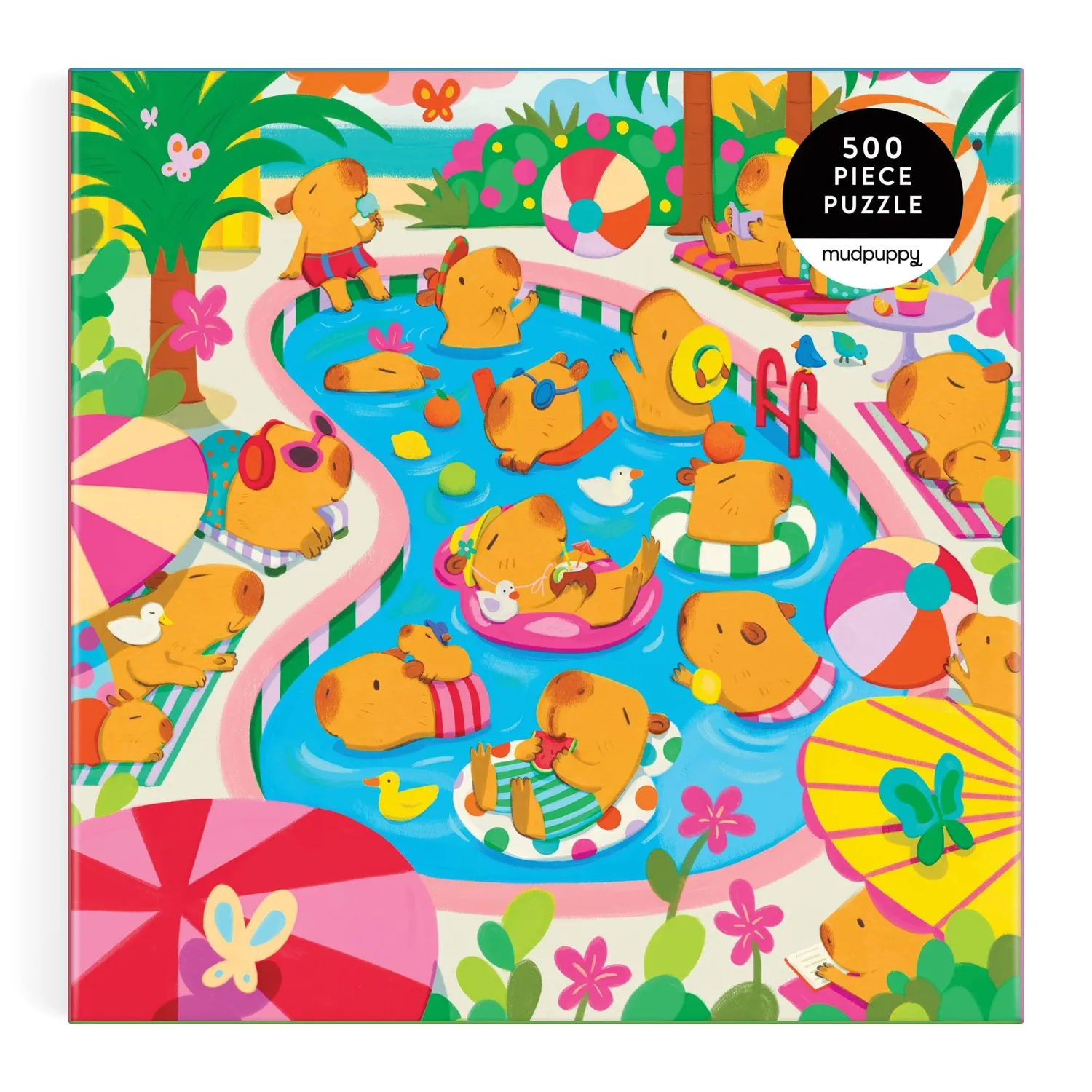 Good Puzzle Co. Valerie Nelson Capybara Pool Day puslespil 500 brikker