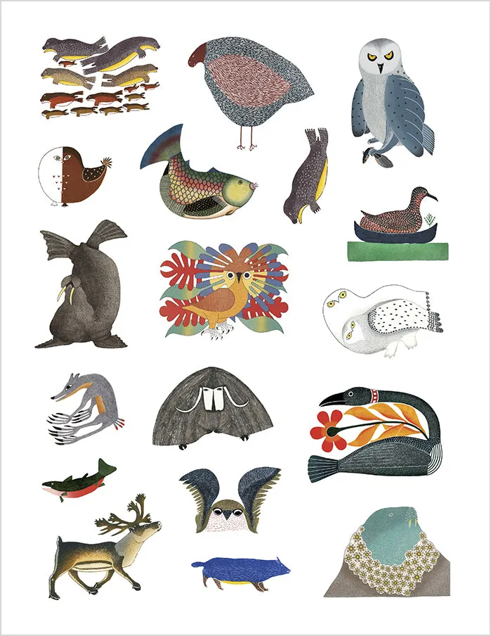 Pomegranate Inuit Art klistermærkebog dyr fugle