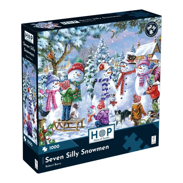 House of Puzzles Seven Silly Snowmen puslespil 1000 julebrikker