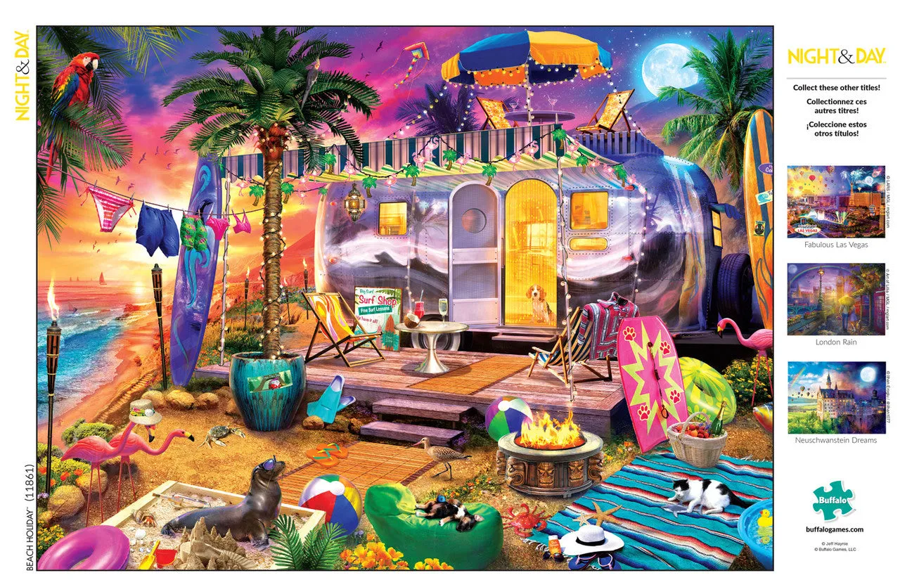 Buffalo Games Night & Day Beach Holiday puslespil 1000 brikker strand