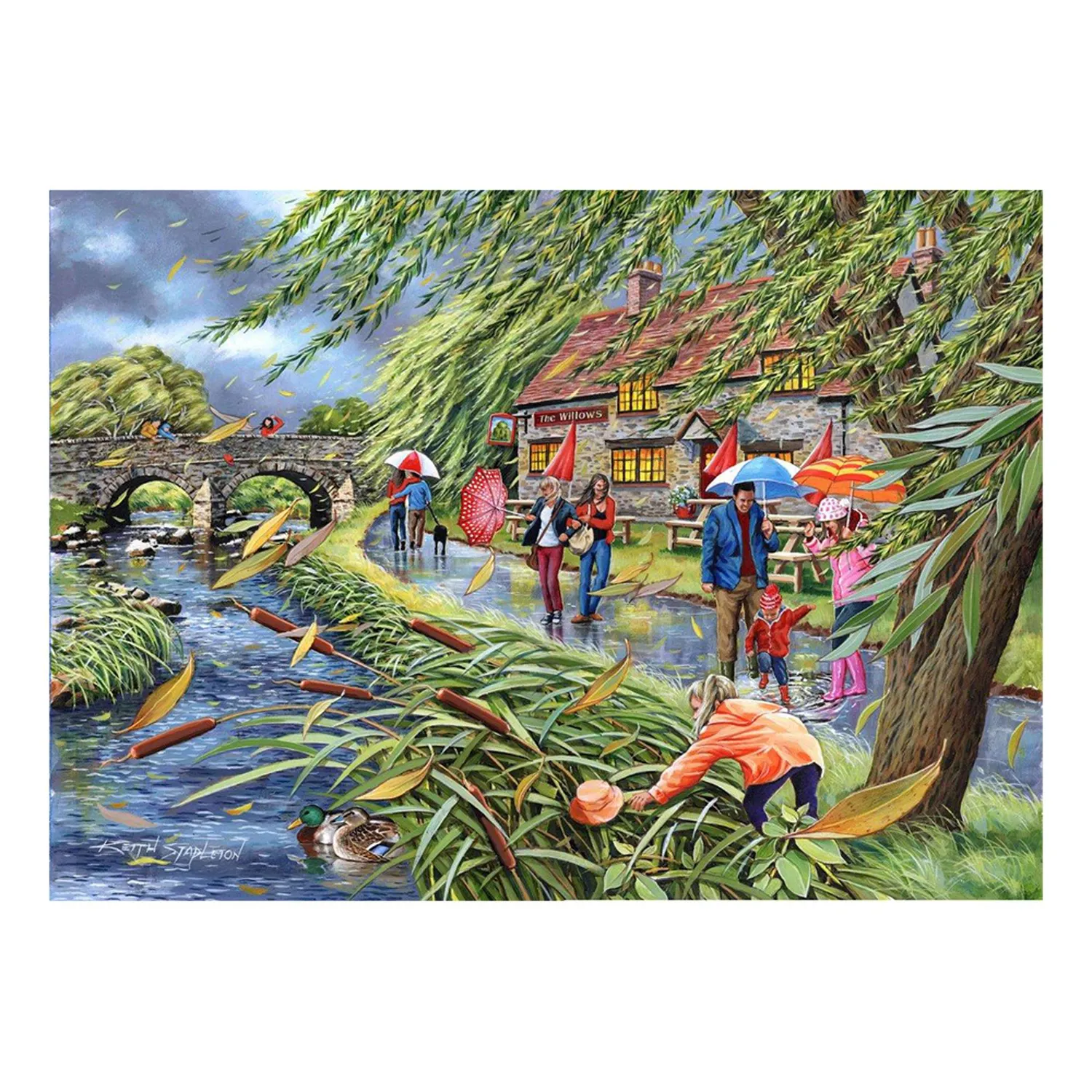 House of Puzzles Wind at the Willows puslespil 1000 brikker natmotiv