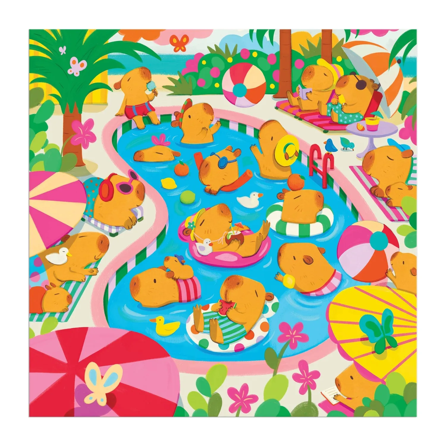 Good Puzzle Co. Valerie Nelson Capybara Pool Day puslespil 500 brikker