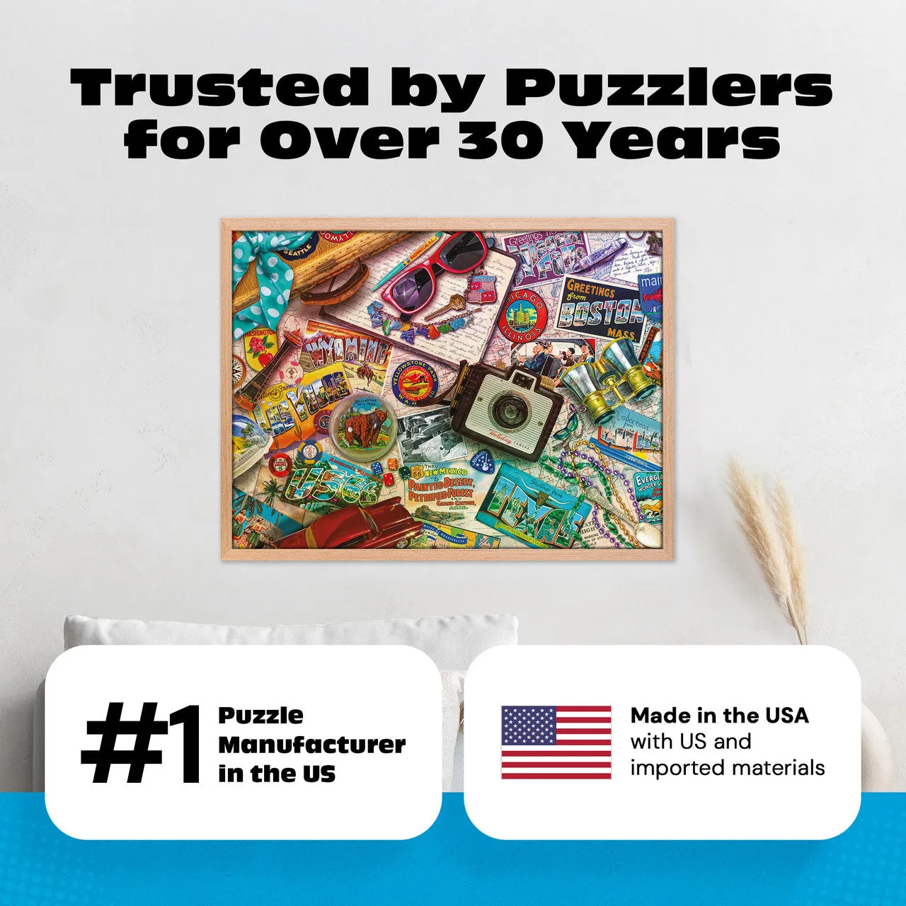Buffalo Games Vintage USA Travel puslespil 1000 brikker collage