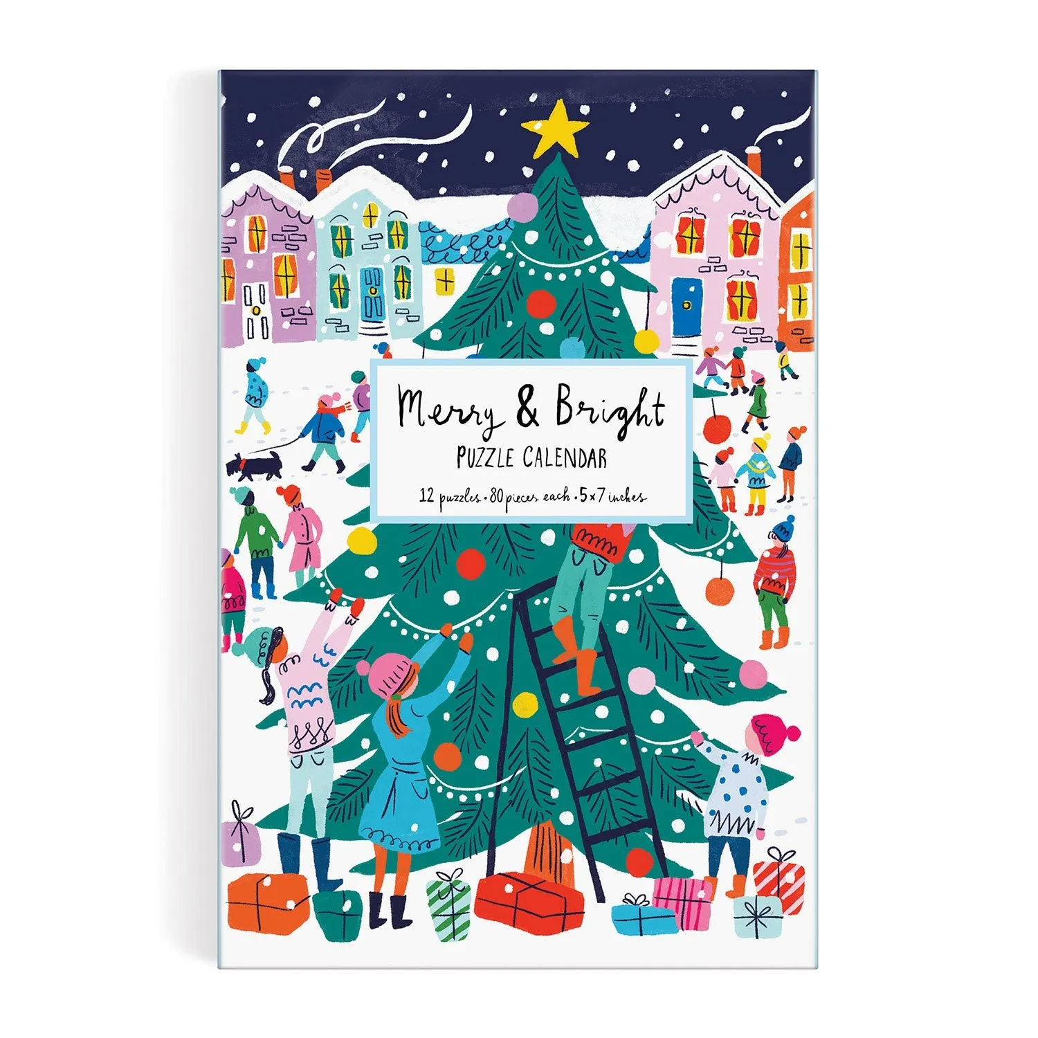 Galison Louise Cunningham Merry Bright julekalender 12x80 brikker