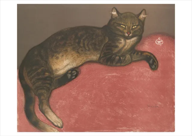 Pomegranate Steinlen Cat on a Cushion postkort kat