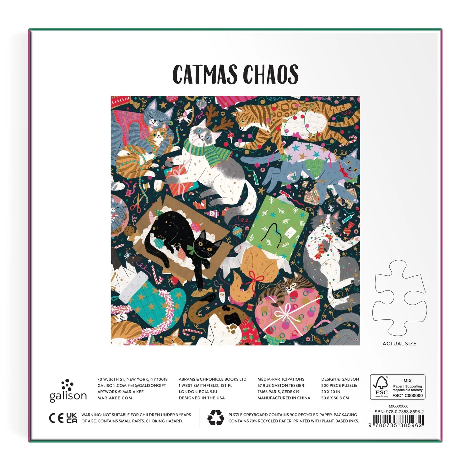 Good Puzzle Co. Catmas Chaos 500 brikker puslespil katte folie