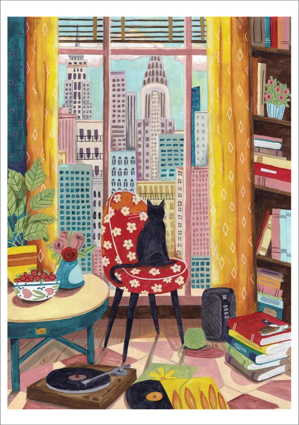 Pomegranate Caroline Müller Black Cat in New York brevkort