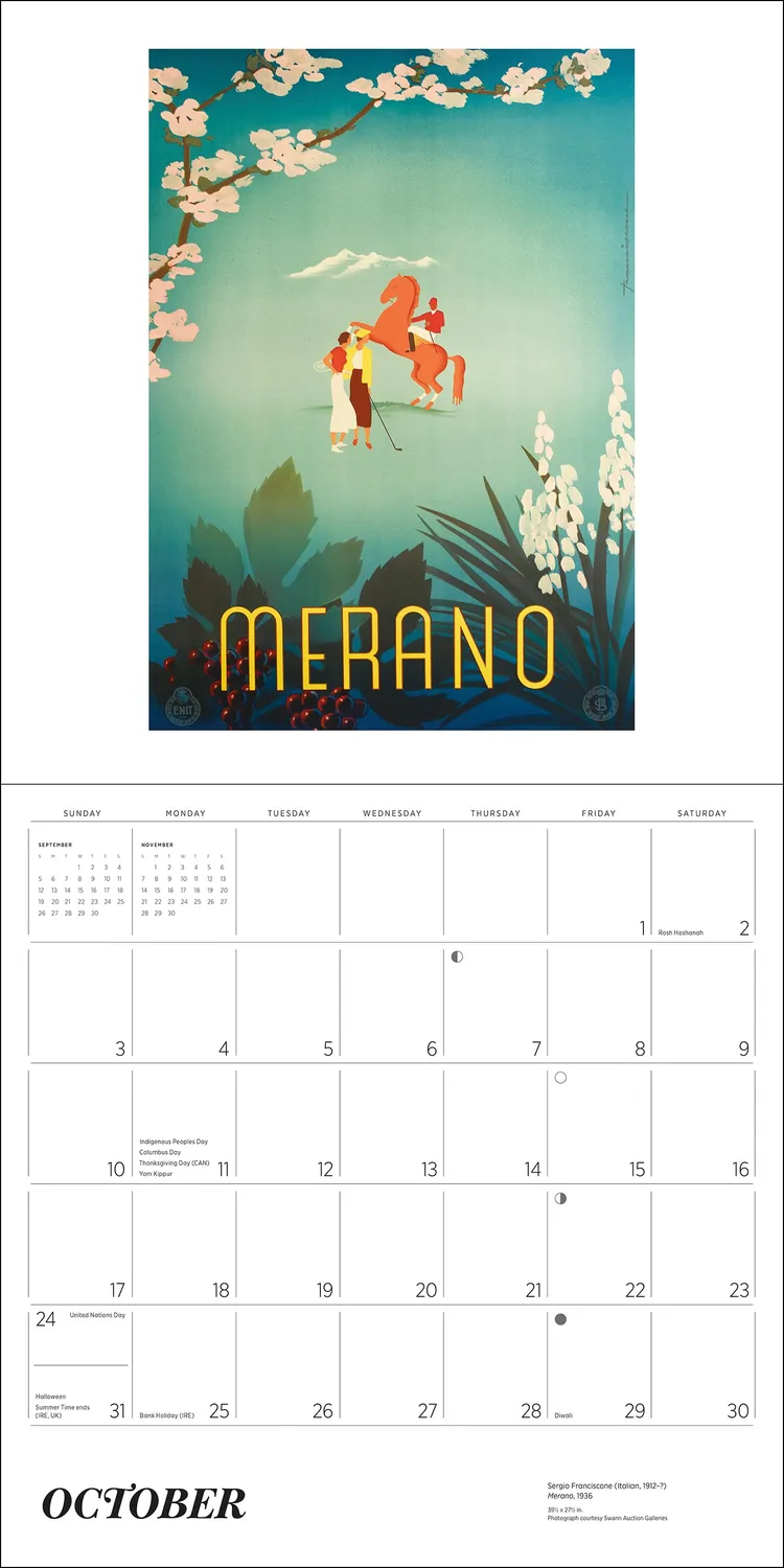 Pomegranate Italy Vintage Travel Posters 2027 vægkalender