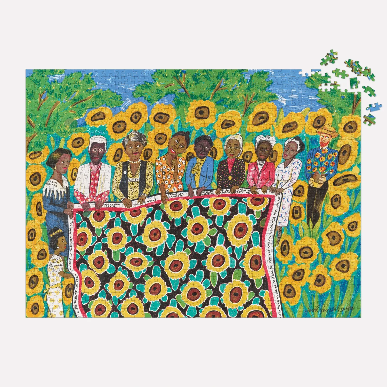 Galison Faith Ringgold Sunflower Quilting Bee puslespil 1000 brikker kunst