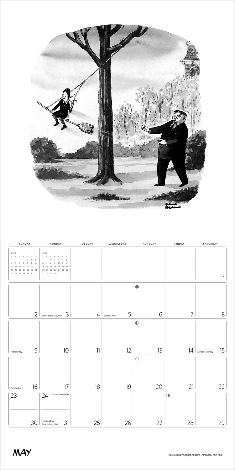 Pomegranate Charles Addams The Addams Family vægkalender 2027 humor