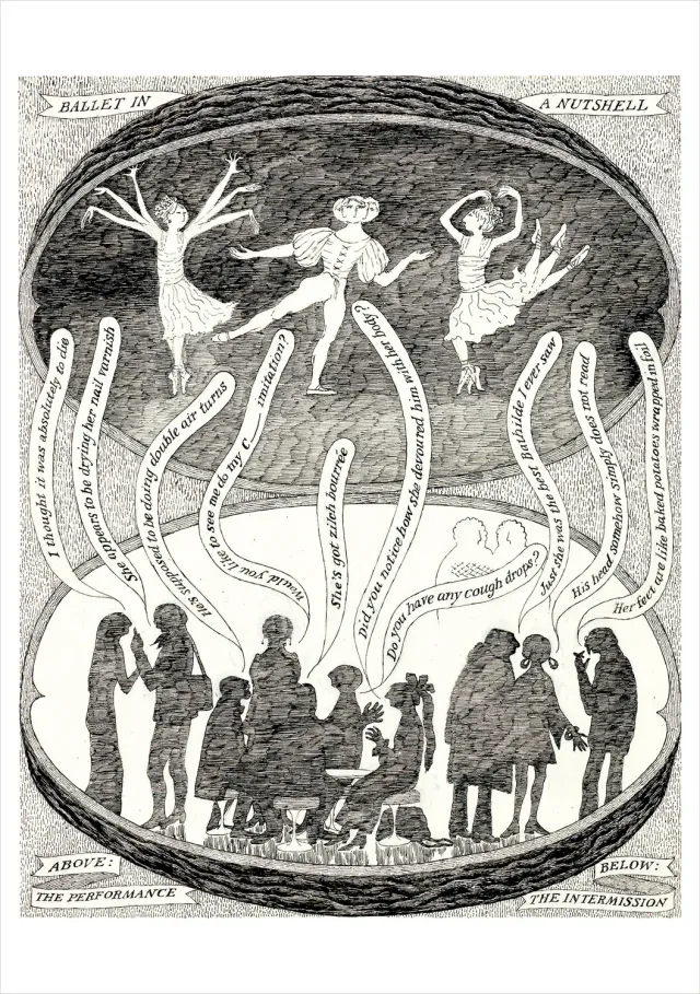 Pomegranate Edward Gorey Ballet in a Nutshell kort enkelt humor