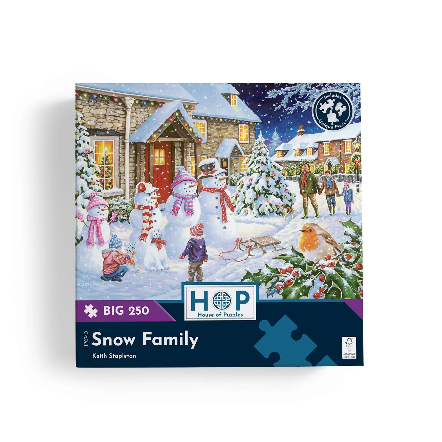 House of Puzzles BIG Snow Family puslespil 250 store brikker jul