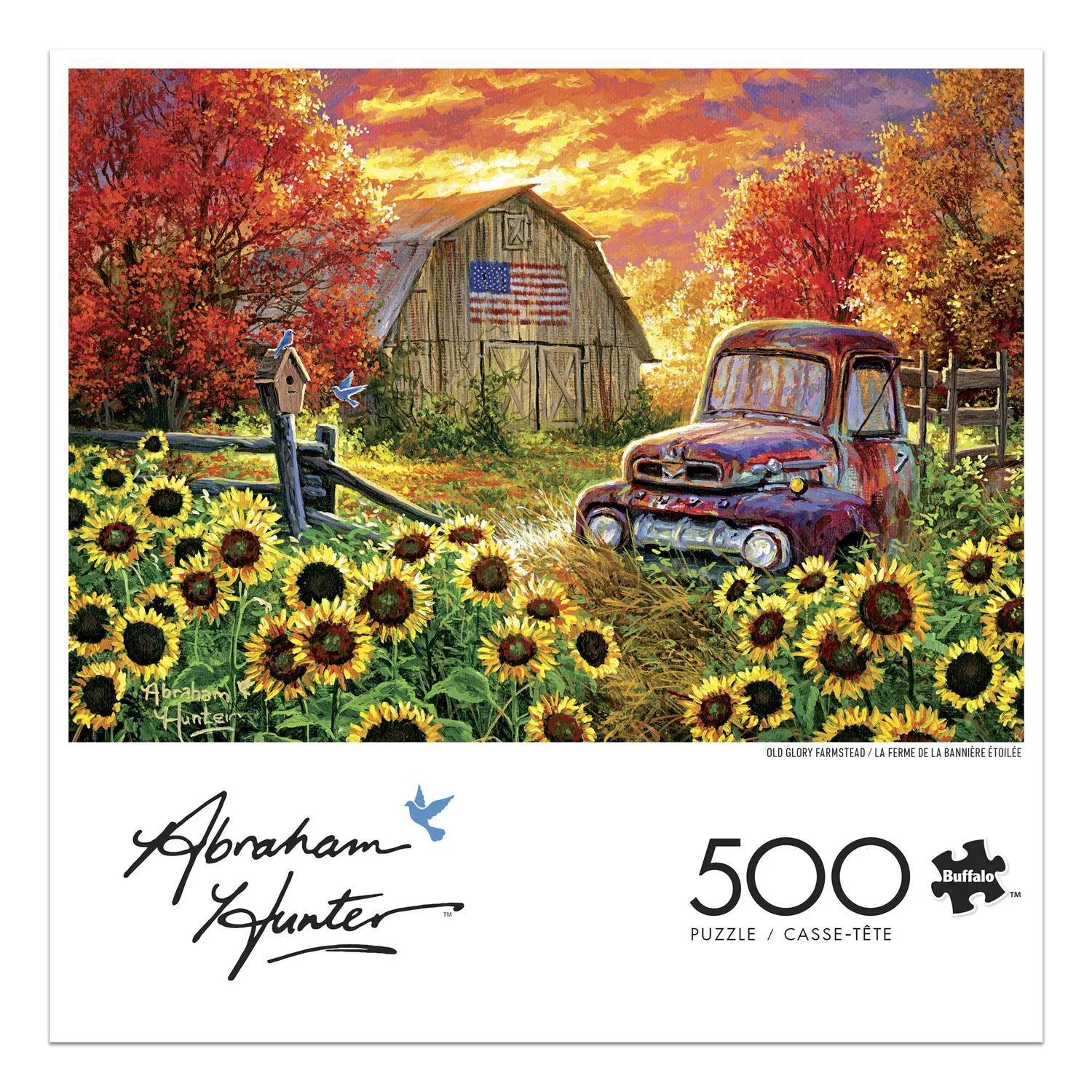 Buffalo Games Abraham Hunter Old Glory Farmstead puslespil 500 brikker gård