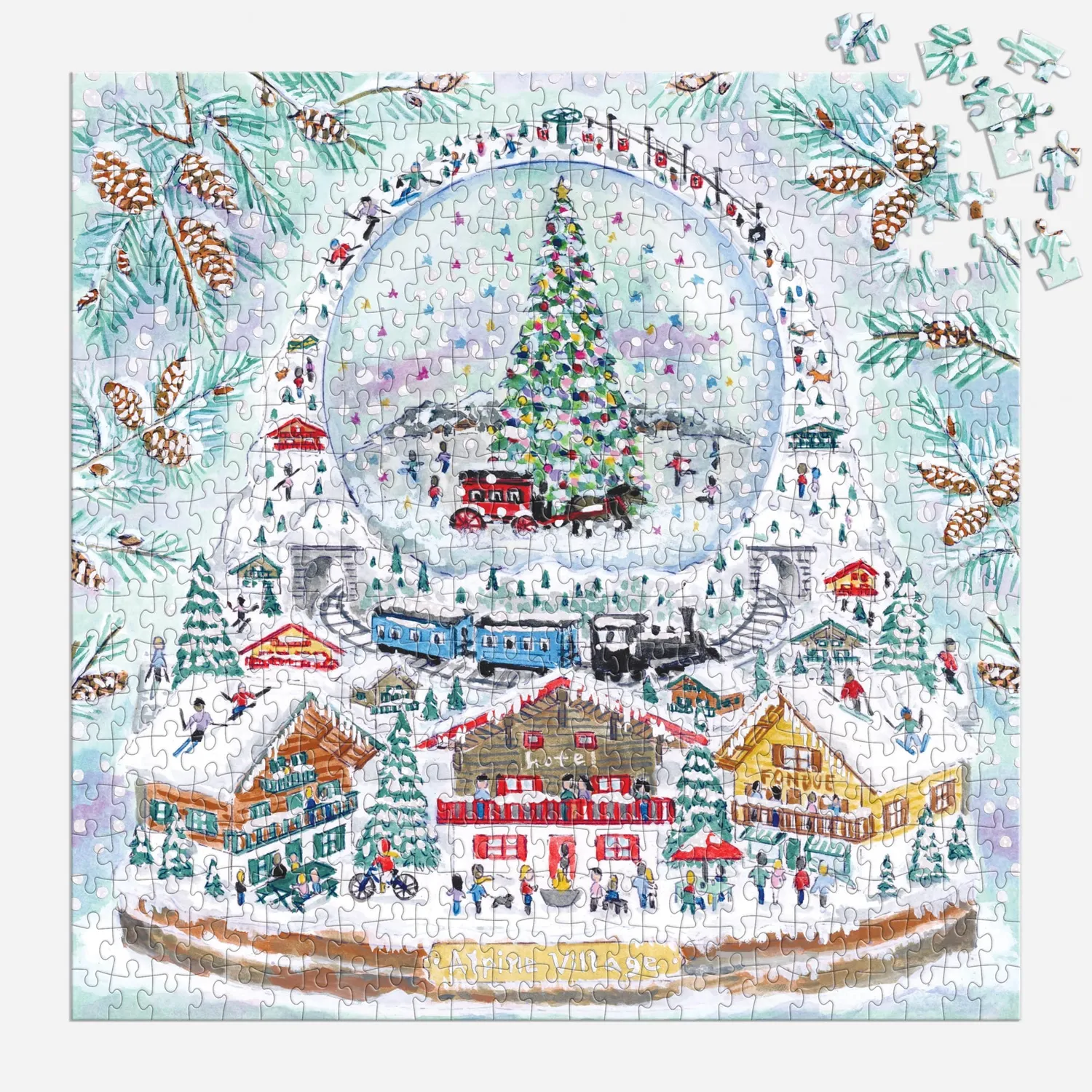 Galison Michael Storrings Alpine Village Snowglobe puslespil 500 brikker folie