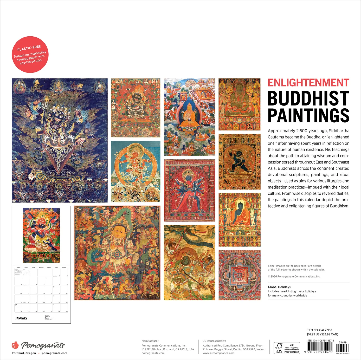 Pomegranate Enlightenment Buddhist Paintings 2027 vægkalender