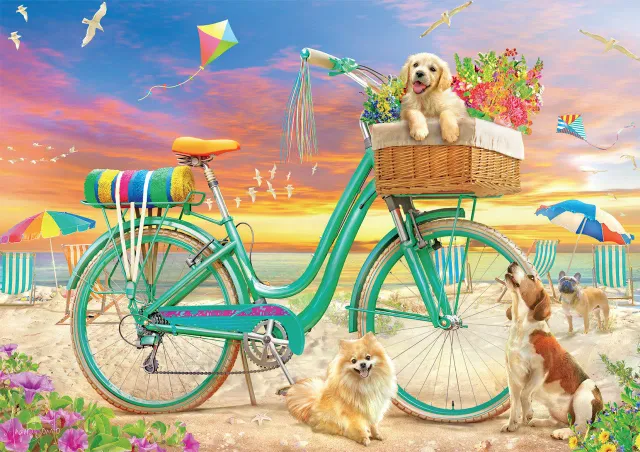 Buffalo Games Beach Bicycle puslespil 300 store brikker hunde