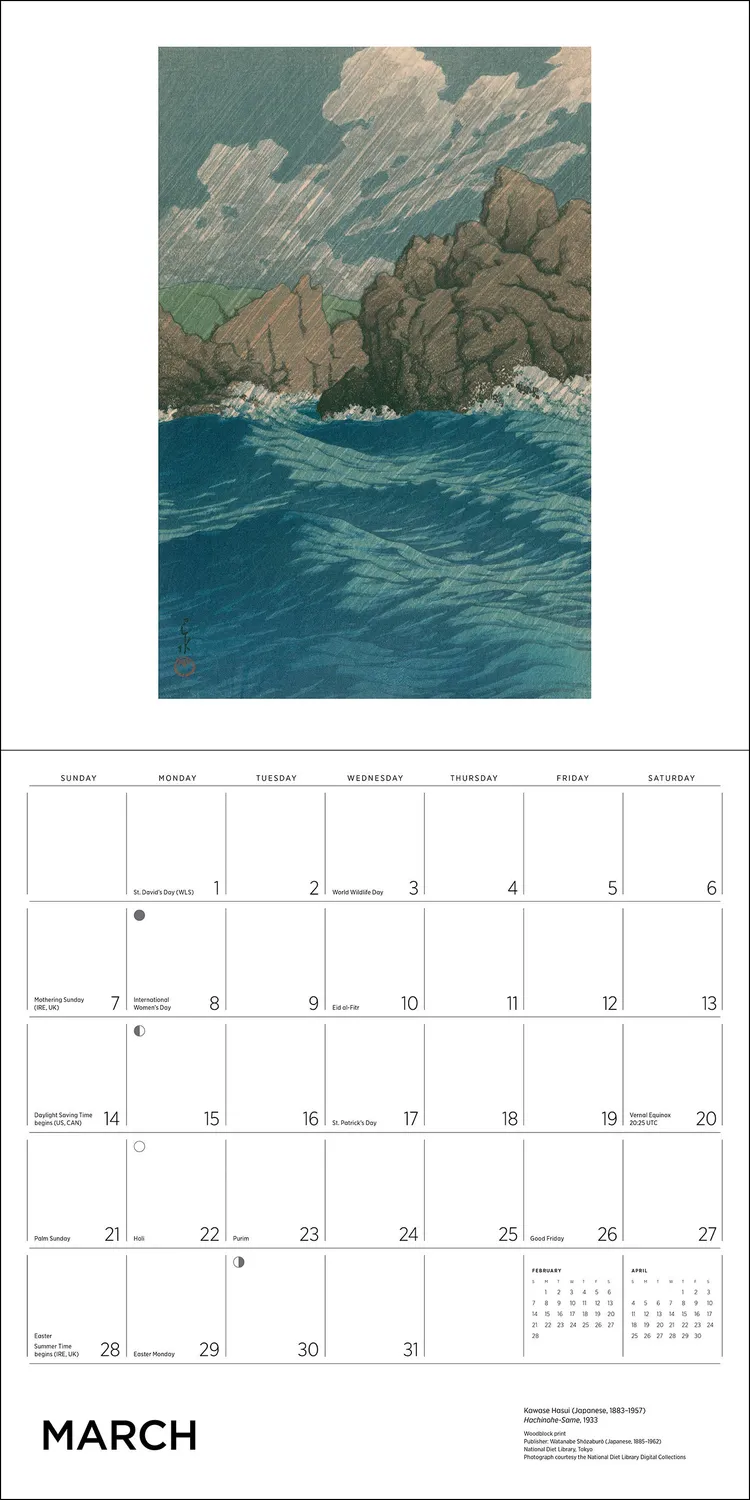 Pomegranate Kawase Hasui 2027 vægkalender landskab