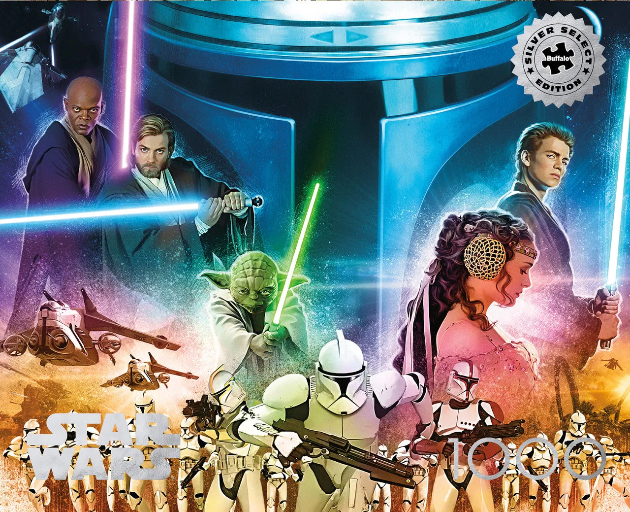 Buffalo Games Star Wars Silver Select puslespil 1000 brikker Jedi collage