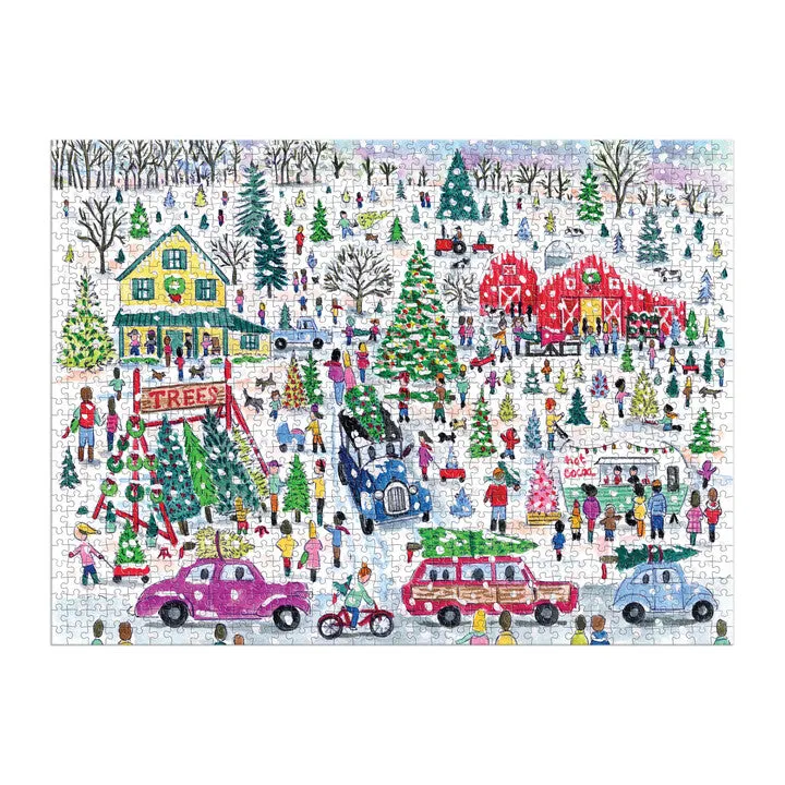 Galison Michael Storrings Christmas Tree Farm puslespil 1000 brikker folie