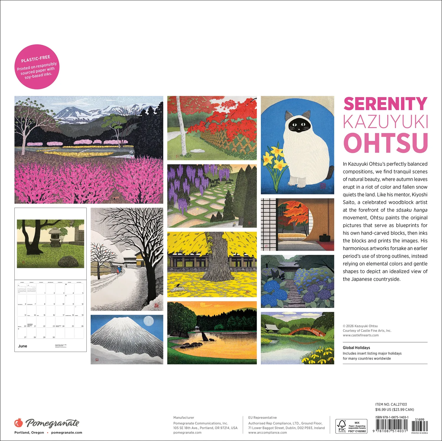 Pomegranate Serenity Ohtsu vægkalender 2027