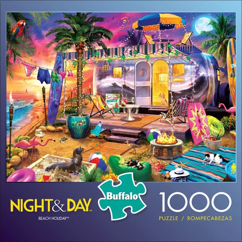 Buffalo Games Night & Day Beach Holiday puslespil 1000 brikker strand