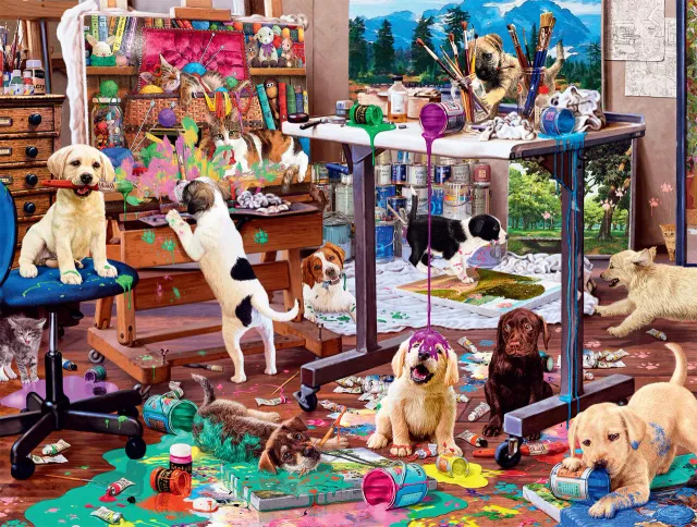 Buffalo Games Dog Days Painting Puppies puslespil 750 brikker