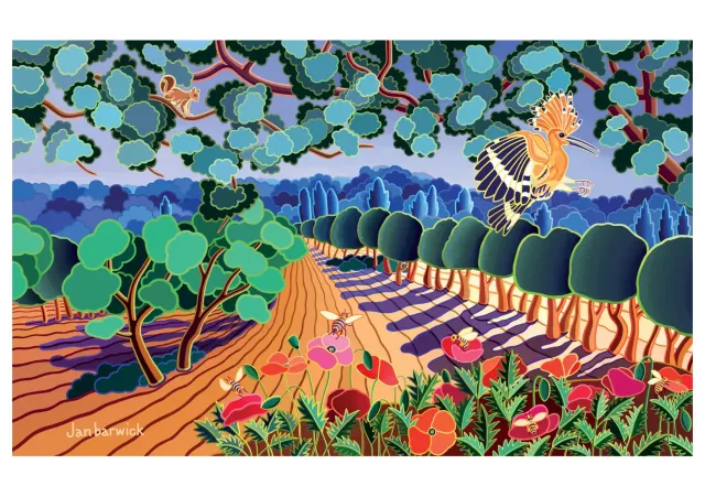 Pomegranate Jan Barwick La Huppe kort med fugl