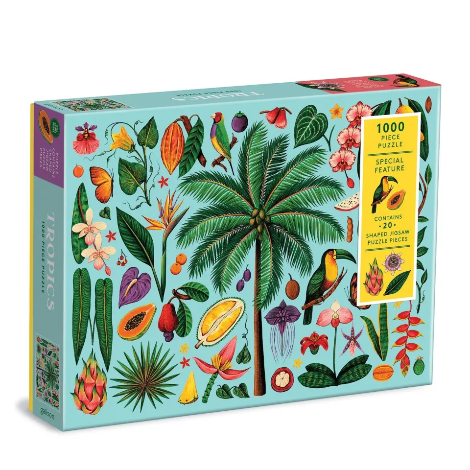 Galison Tropics puslespil 1000 brikker 20 figurbrikker tropisk