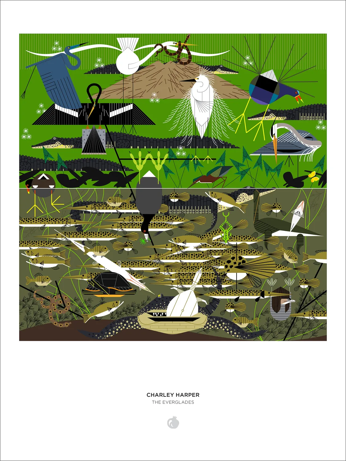Pomegranate Charley Harper The Everglades puslespil 1000 brikker fugle